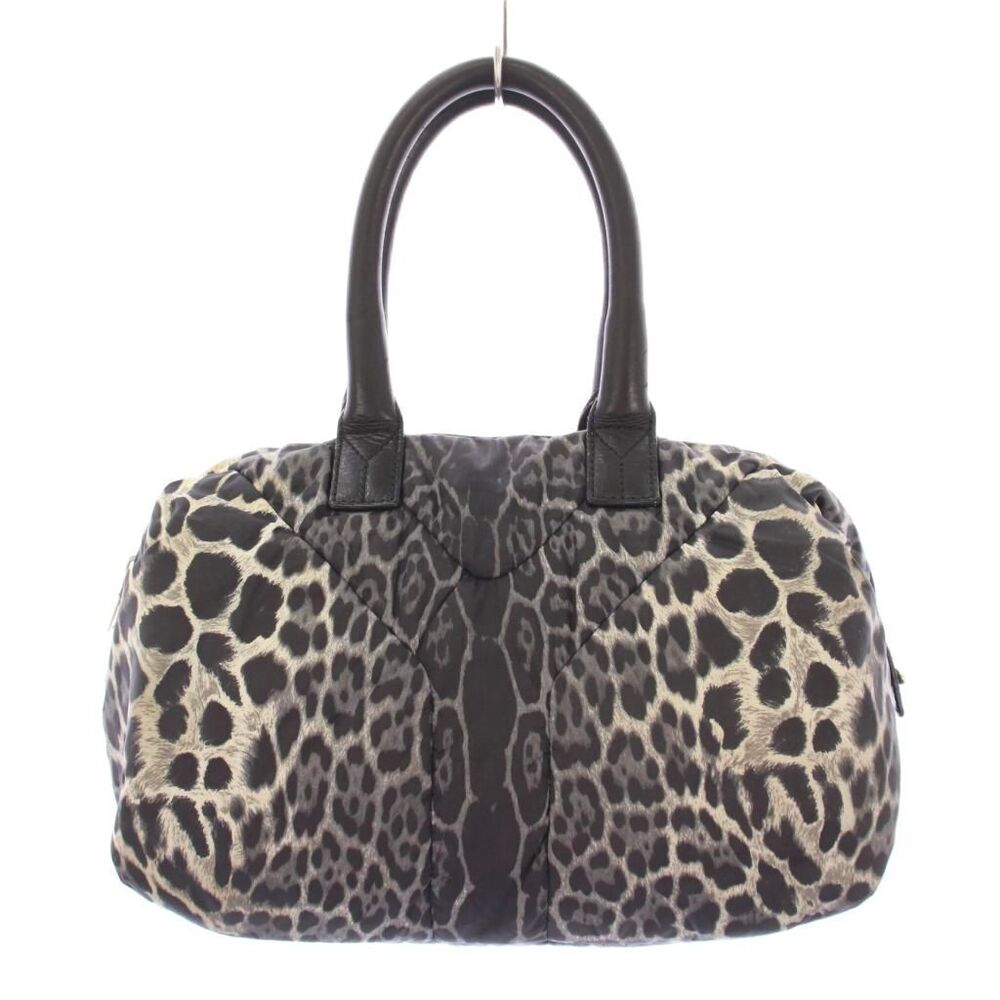 Saint Laurent Yves Handbag Leather Leopard Black Gray